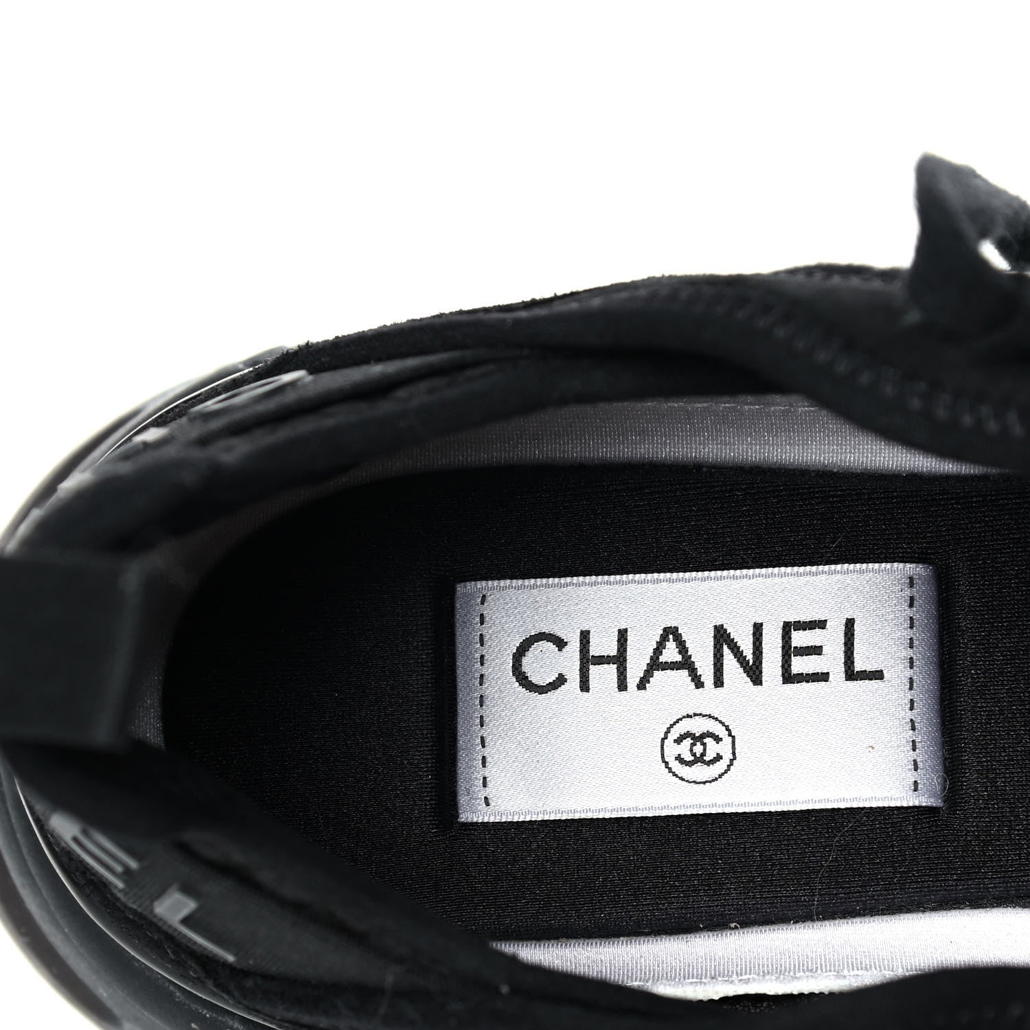 Chanel Suede Calfskin Mixed Fibers CC Sneakers 37.5 Black Dark Grey 10 of 11