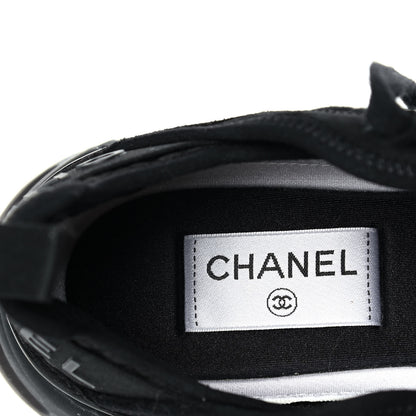 Chanel Suede Calfskin Mixed Fibers CC Sneakers 37.5 Black Dark Grey 10 of 11
