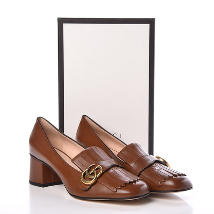 Gucci Malaga Kid GG Marmont Fringe 50mm Loafer Pumps 42 Black Cuir 9 of 9