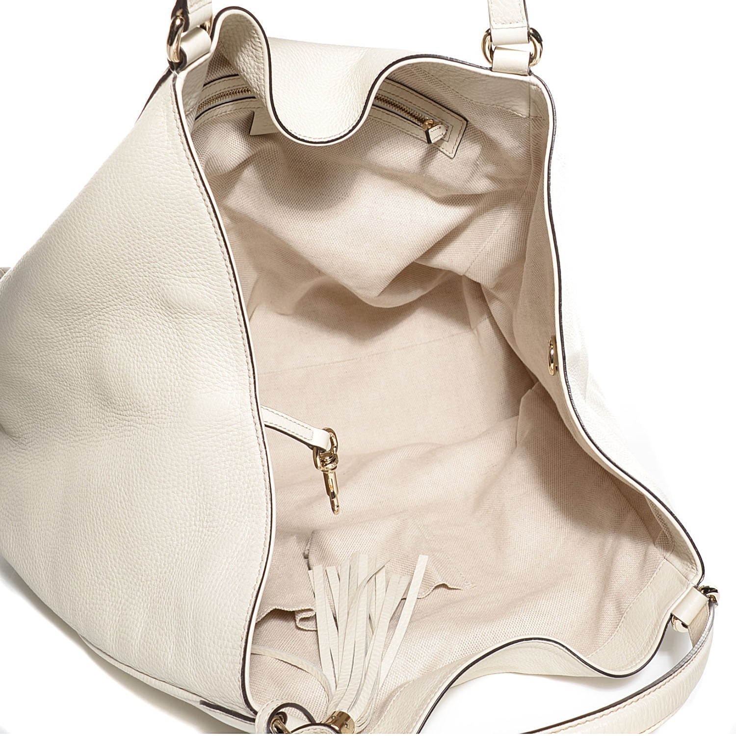 Gucci Pebbled Calfskin Large Soho Shoulder Bag Off White 5 of 7