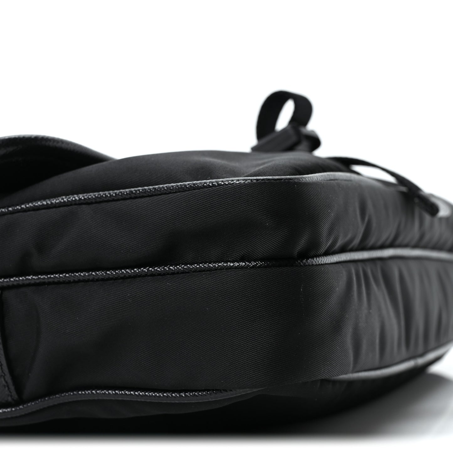 Re-Nylon Saffiano Pocket Single Snap Buckle Shoulder Bag Black