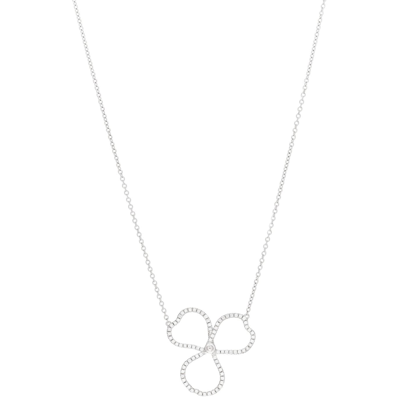 Platinum Diamond Large Paper Flowers Pendant Necklace