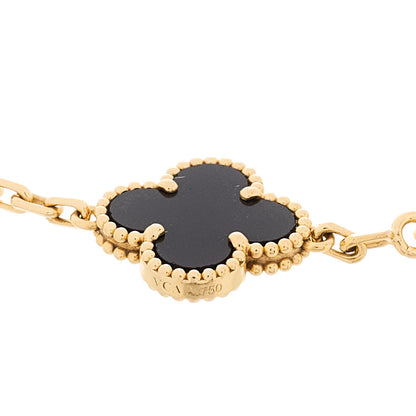 Van Cleef & Arpels 18K Yellow Gold Black Onyx 5 Motifs Vintage Alhambra Bracelet 4 of 5