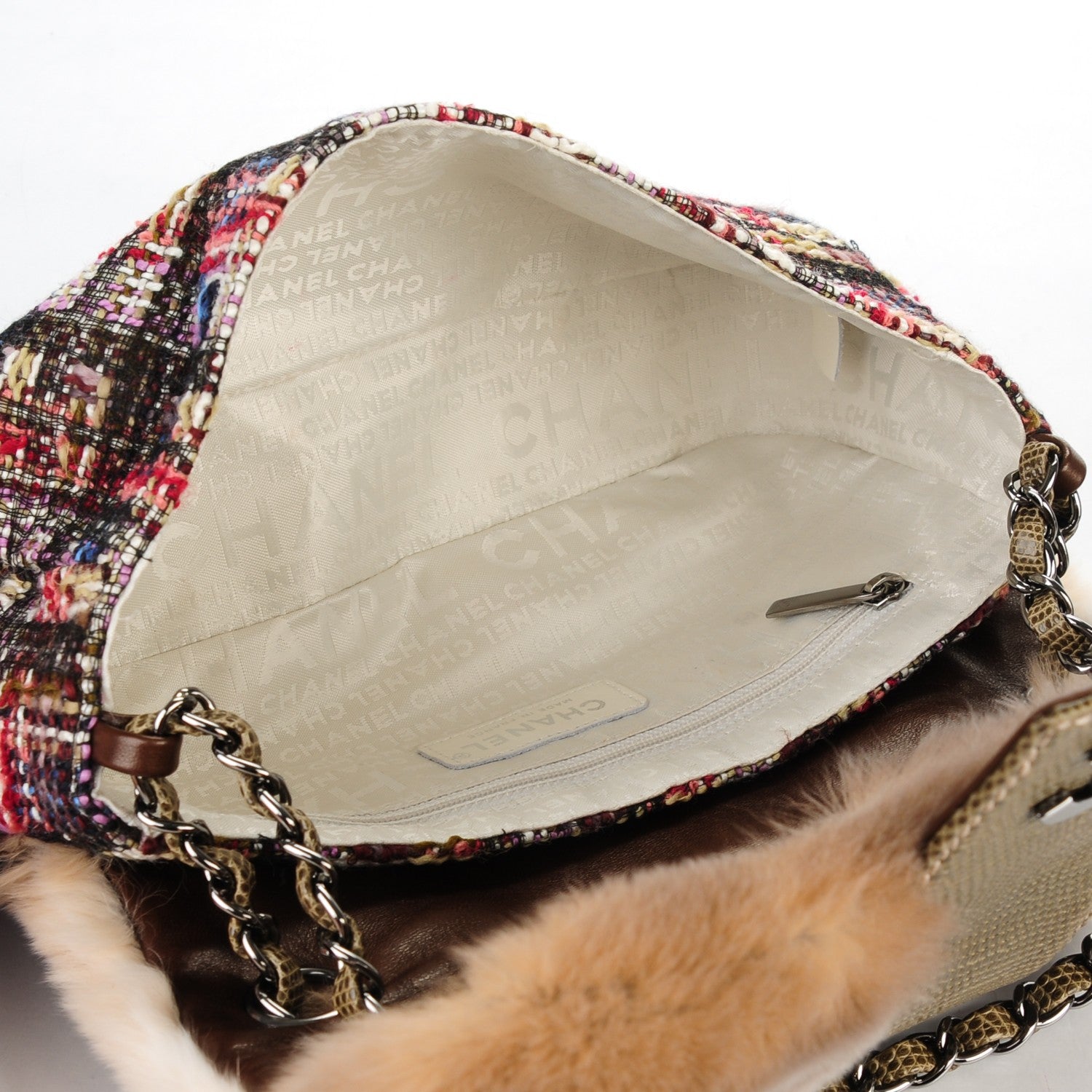 Chanel Rabbit Fur Tweed Lizard Small Fantasy Flap Multicolor 5 of 7