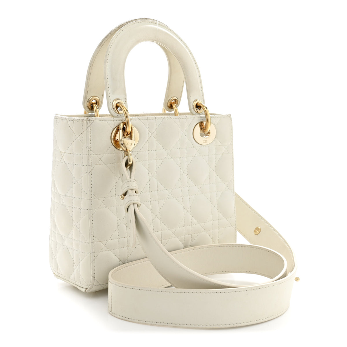 Christian Dior Lambskin Cannage Small My ABCDior Lady Dior White 3 of 13