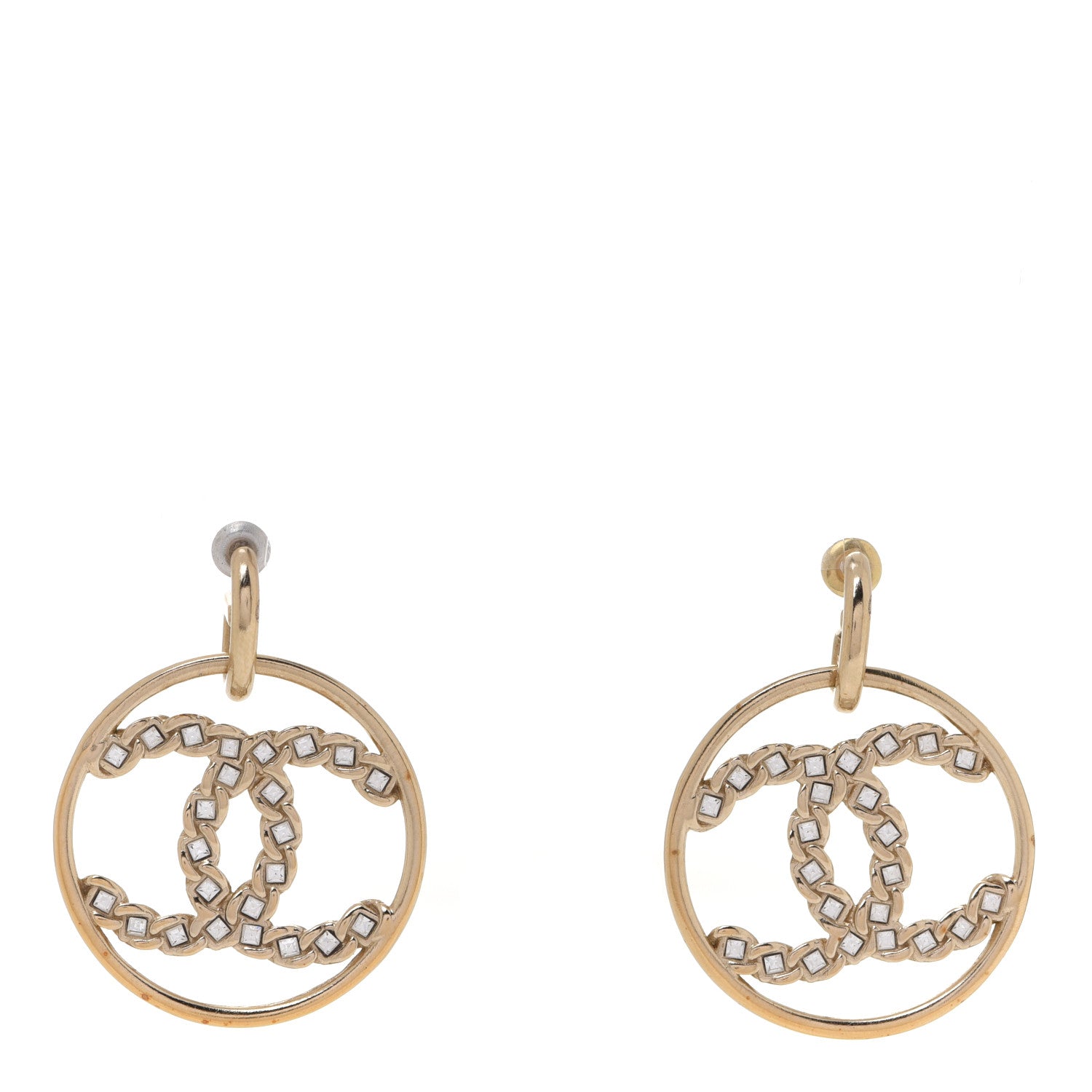 Chanel Baguette Crystal High Society CC Drop Earrings Gold 1 of 5