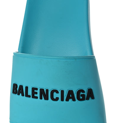 Balenciaga PVC Logo Mens Pool Slide Sandals 42 Turquoise Black 7 of 10