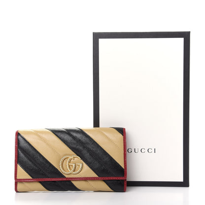 Gucci Azalea Calfskin Matelasse Diagonal Patchwork Torchon GG Marmont Continental Wallet Black Beige Romantic Cerise 8 of 8