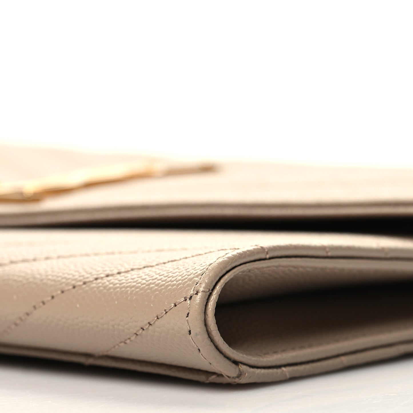 Grain De Poudre Matelasse Chevron Monogram Envelope Clutch Dark Beige