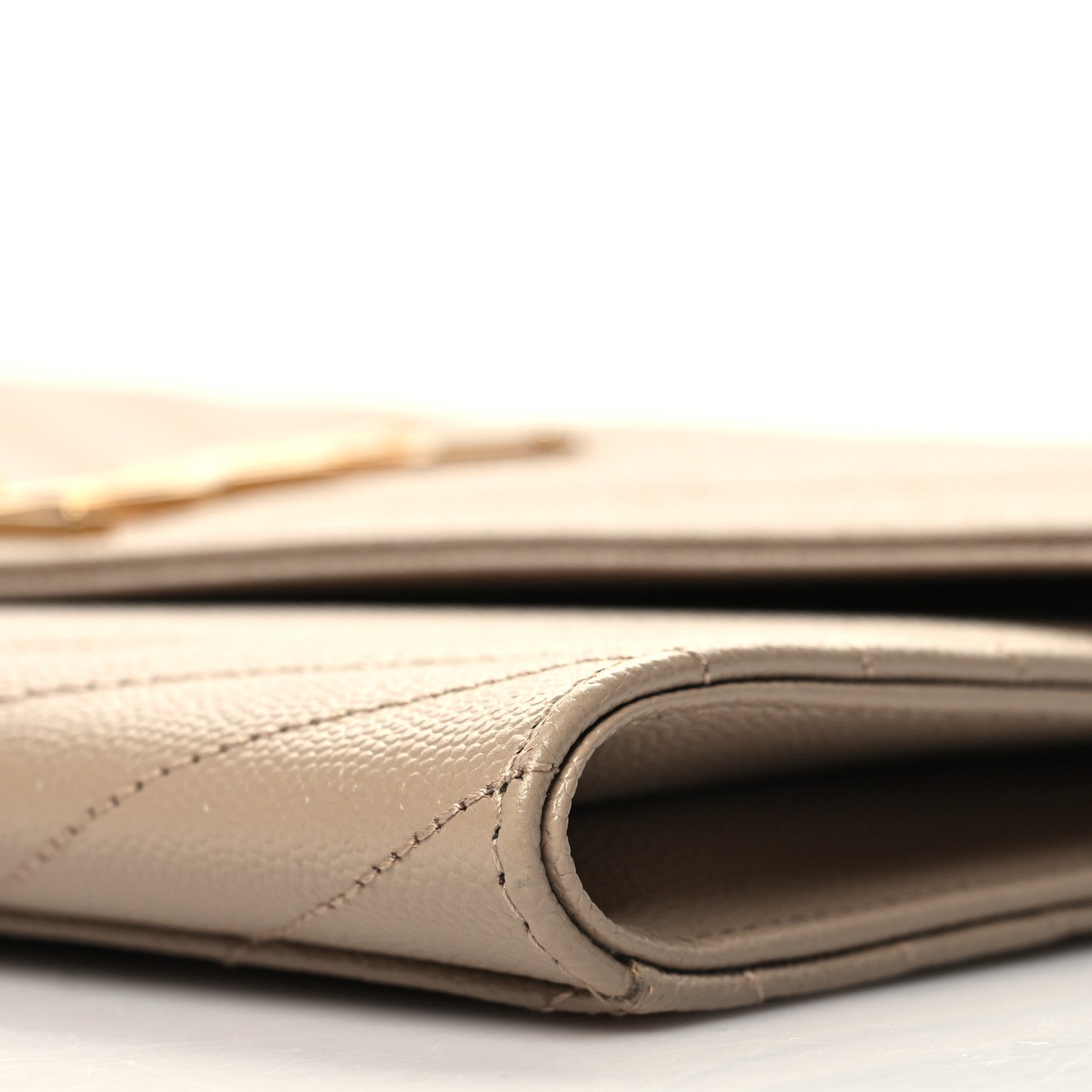 Saint Laurent Grain De Poudre Matelasse Chevron Monogram Envelope Clutch Dark Beige 10 of 10