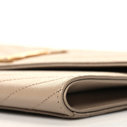 Saint Laurent Grain De Poudre Matelasse Chevron Monogram Envelope Clutch Dark Beige 10 of 10