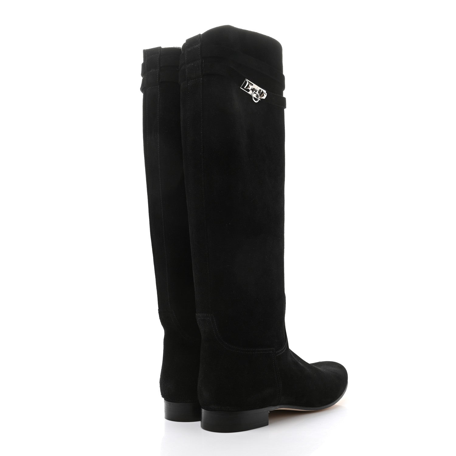 Hermes Suede Kelly Jumping Boots 38.5 Black 4 of 7