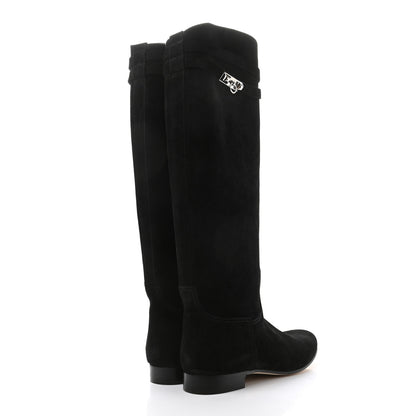 Hermes Suede Kelly Jumping Boots 38.5 Black 4 of 7