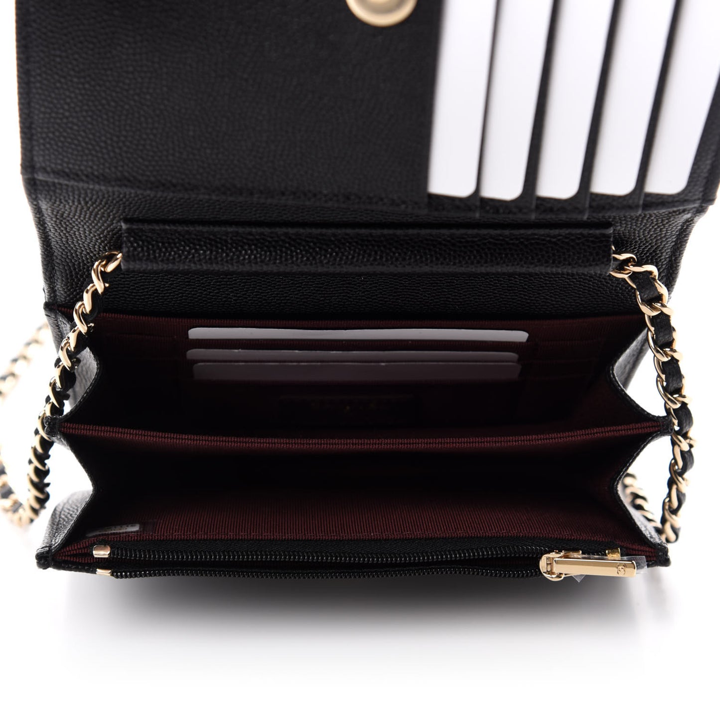 Caviar Quilted Mini Wallet On Chain WOC Black