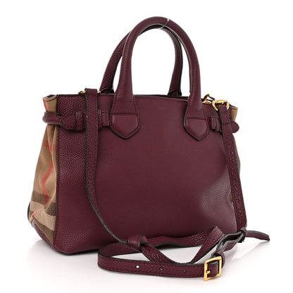 Burberry Grainy Calfskin House Check Small Banner Tote Elderberry 3 of 14