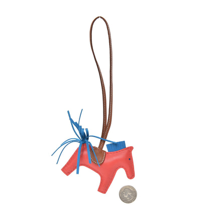 Hermes Milo Lambskin Grigri Rodeo Horse Bag Charm PM Rose Texas Bleu Zanzibar Gold 2 of 3