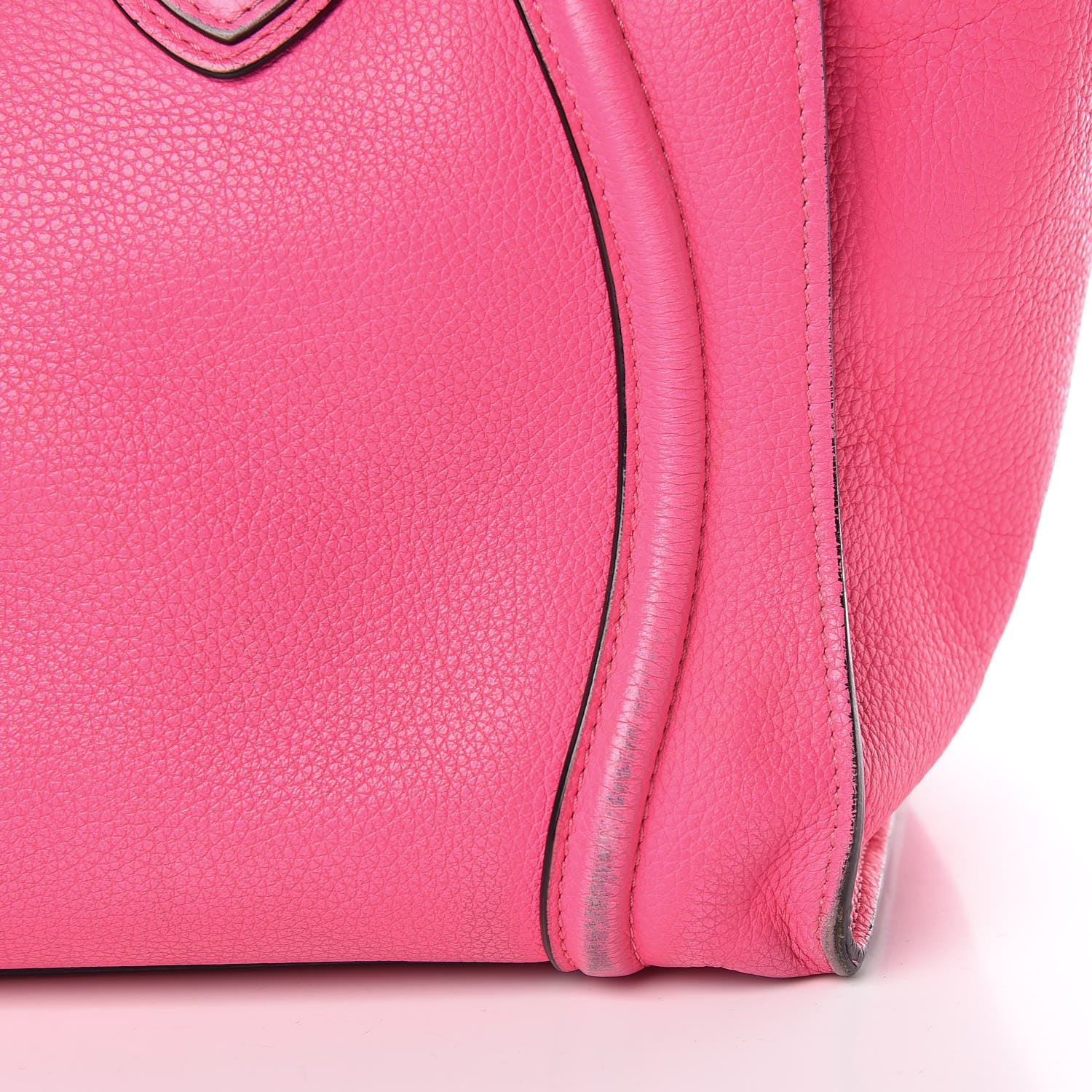 Celine Drummed Calfskin Mini Luggage Fluo Pink 17 of 20