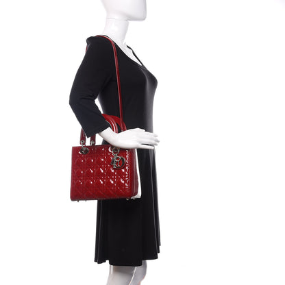 Christian Dior Patent Cannage Medium Lady Dior Red 2 of 11