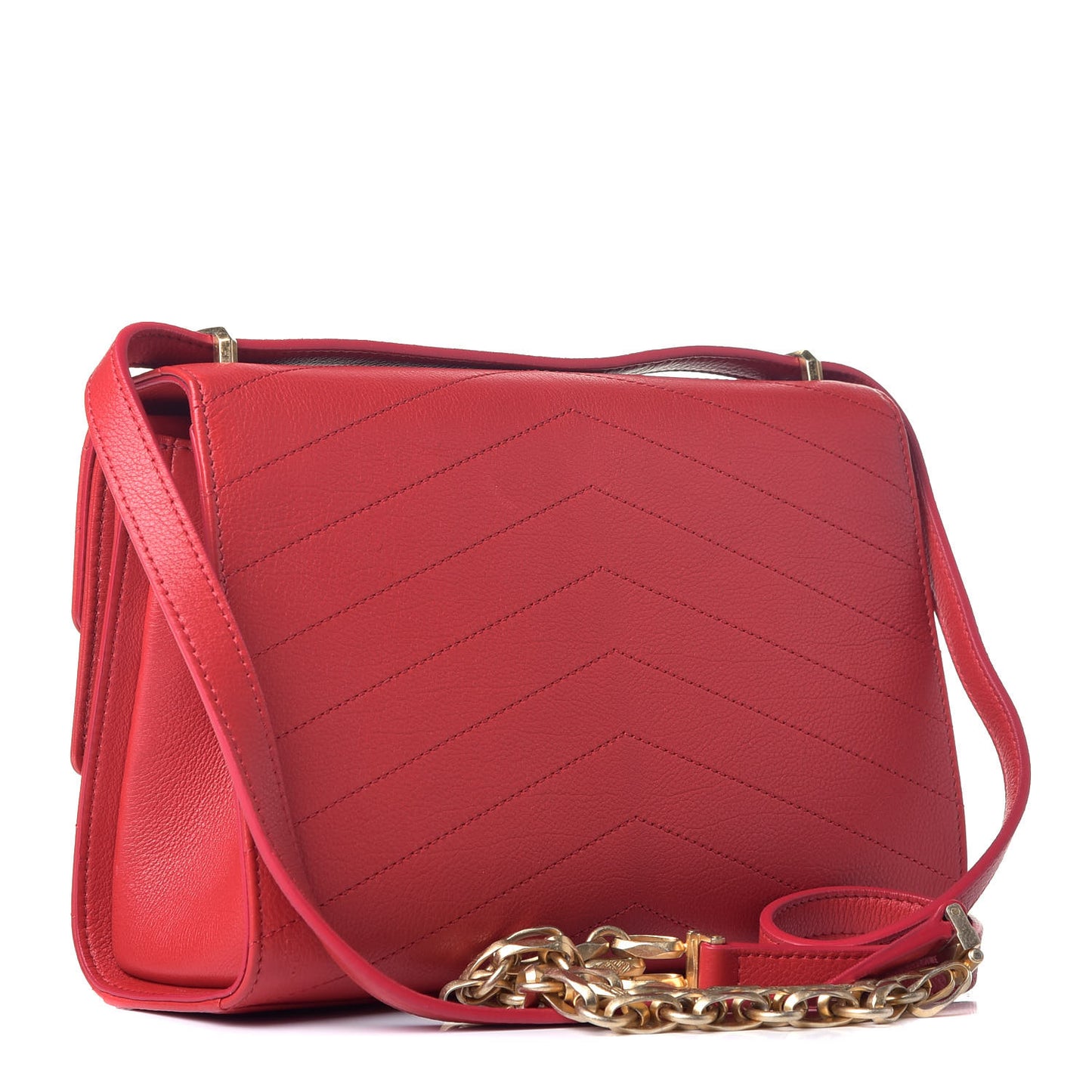 Calfskin Chevron Quilted Envelope Flap Red