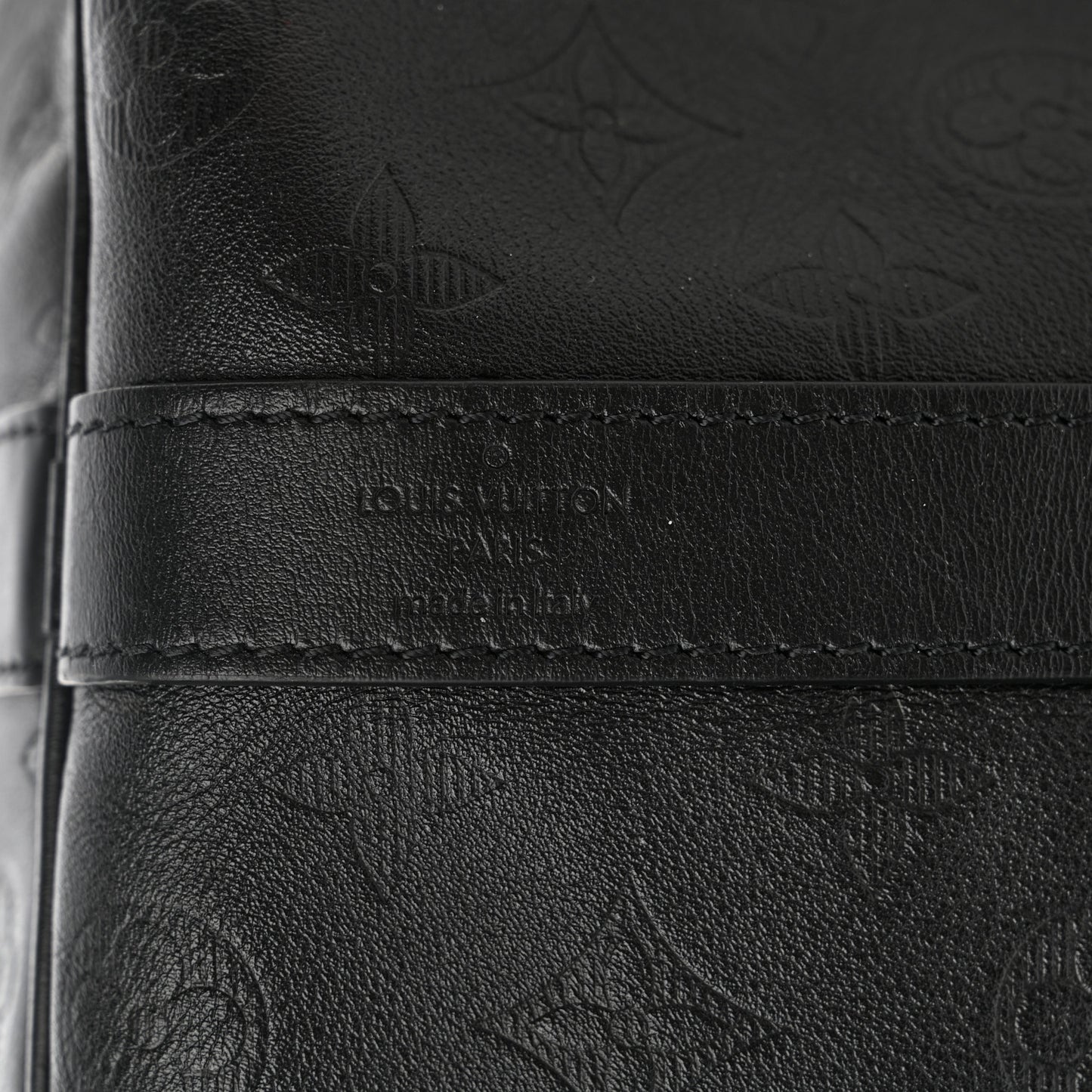 Calfskin Shadow Monogram Keepall Bandouliere 50 Black