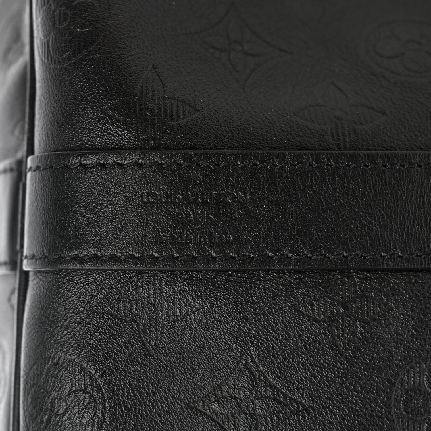 Louis Vuitton Calfskin Shadow Monogram Keepall Bandouliere 50 Black 5 of 9