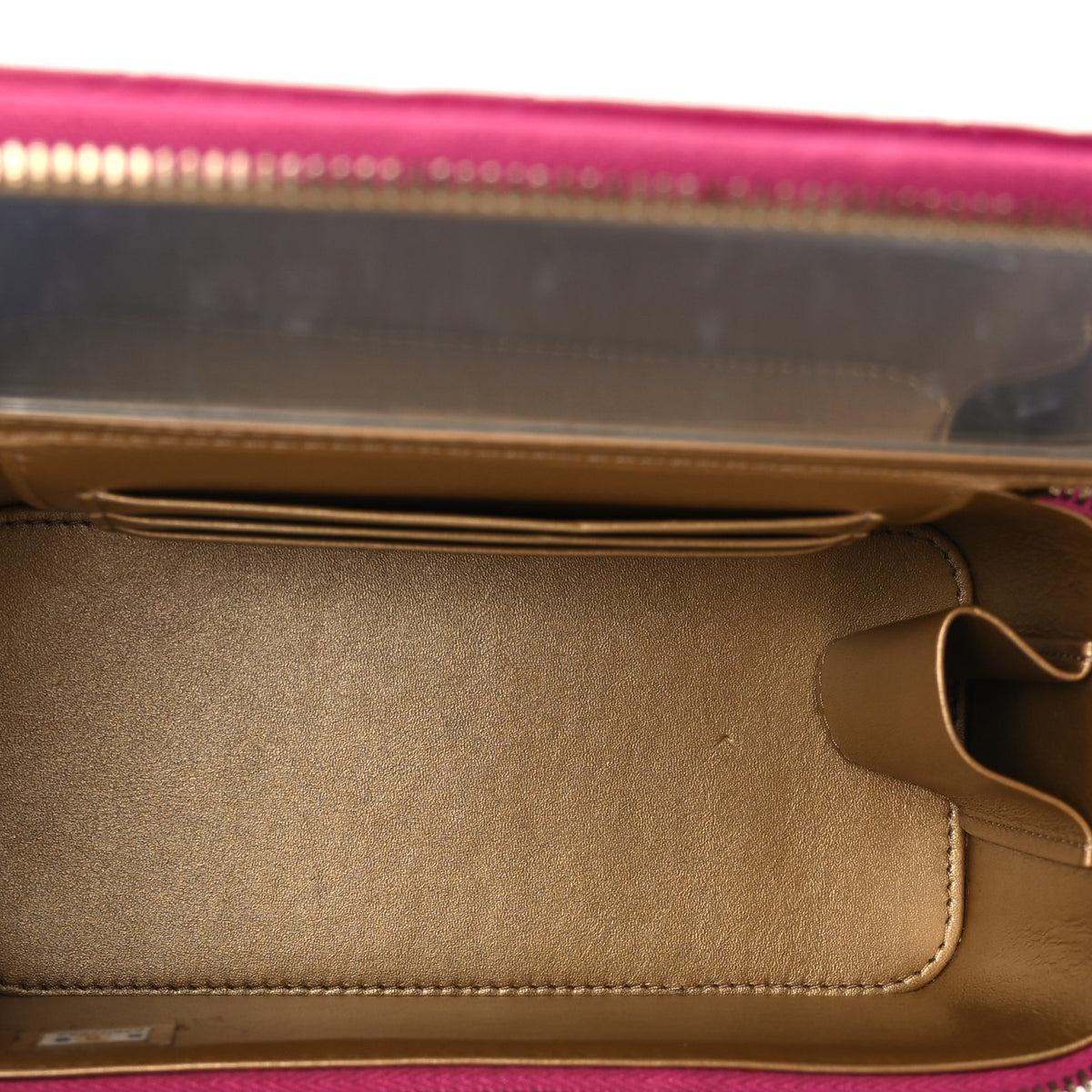 Lambskin Quilted Small Pearl Crush Vanity Case With Chain Fuchsia