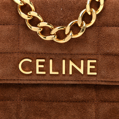 Celine Suede Matelasse Quilted Chain Shoulder Bag Brown 7 of 9