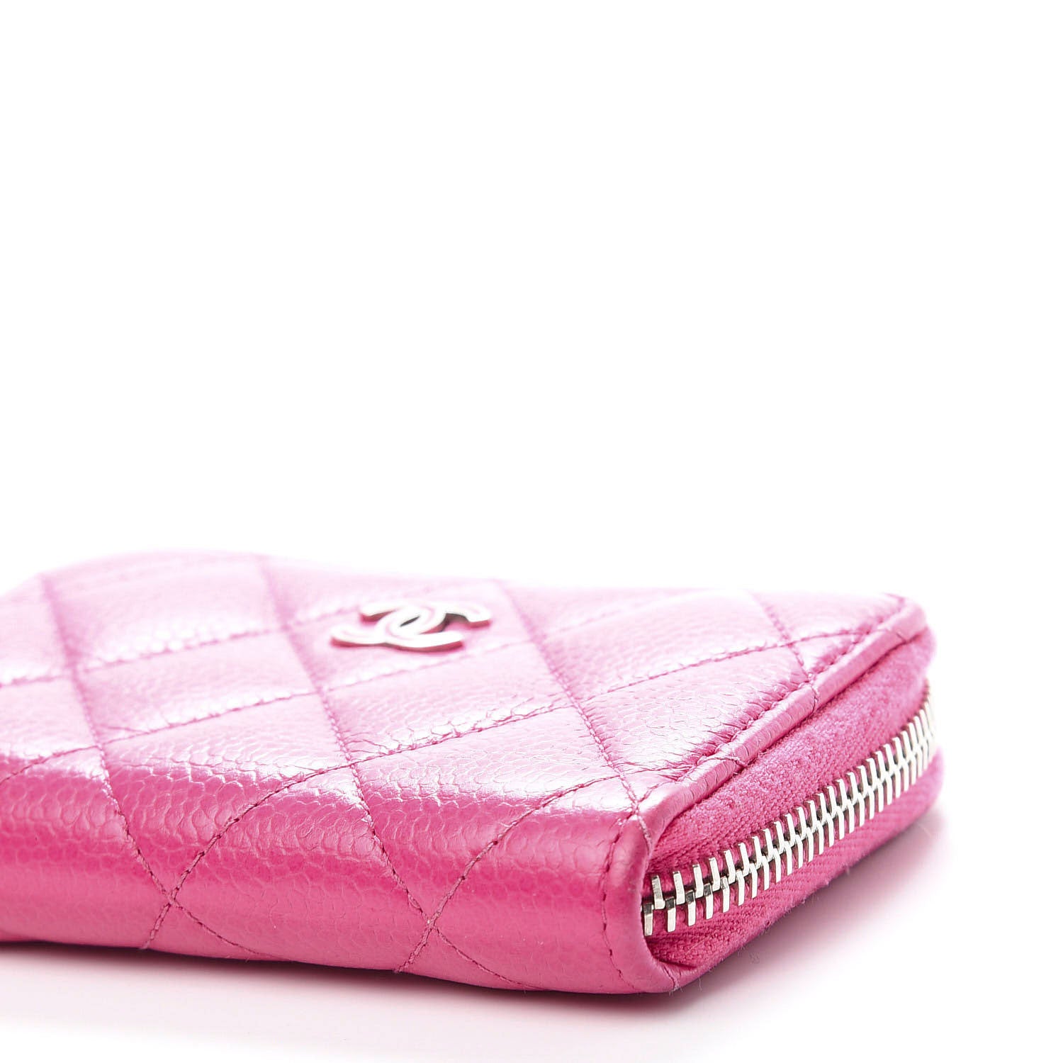 Chanel Caviar Quilted Zip Coin Purse Pink 7 of 10