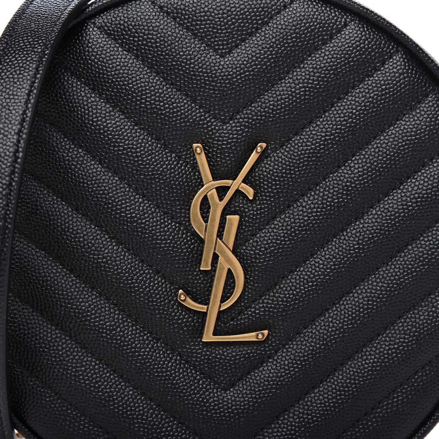Grain De Poudre Matelasse Chevron Quilted Round Vinyle Camera Bag Black