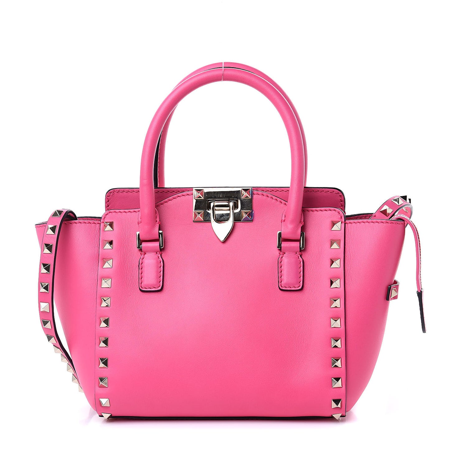 Vitello Mini Rockstud Double Handle Tote Peony