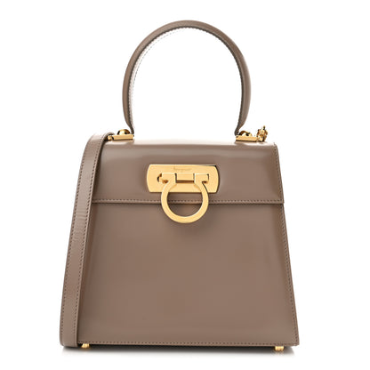 Salvatore Ferragamo Brushed Off Calfskin Small Iconic Top Handle Bag Grey 1 of 10