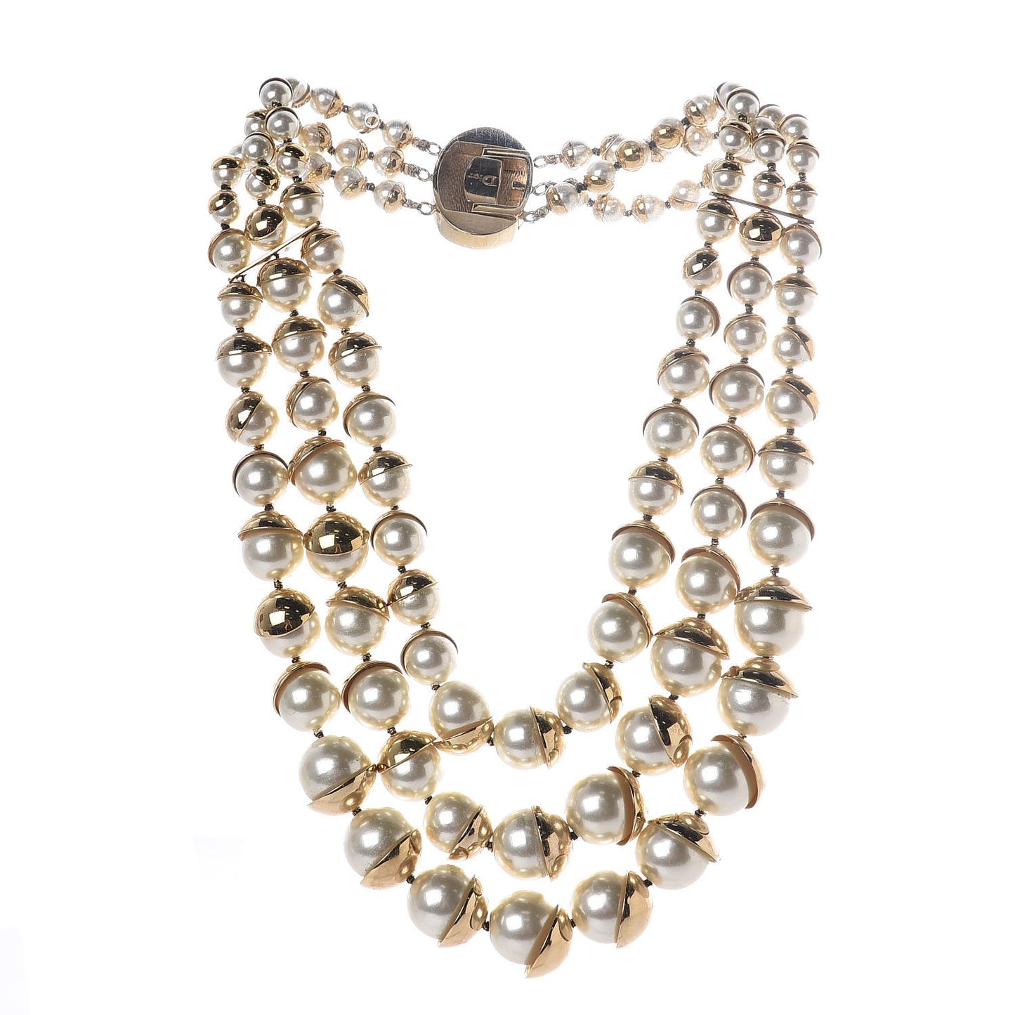 Pearl Mise en Dior Multi Strand Necklace Gold