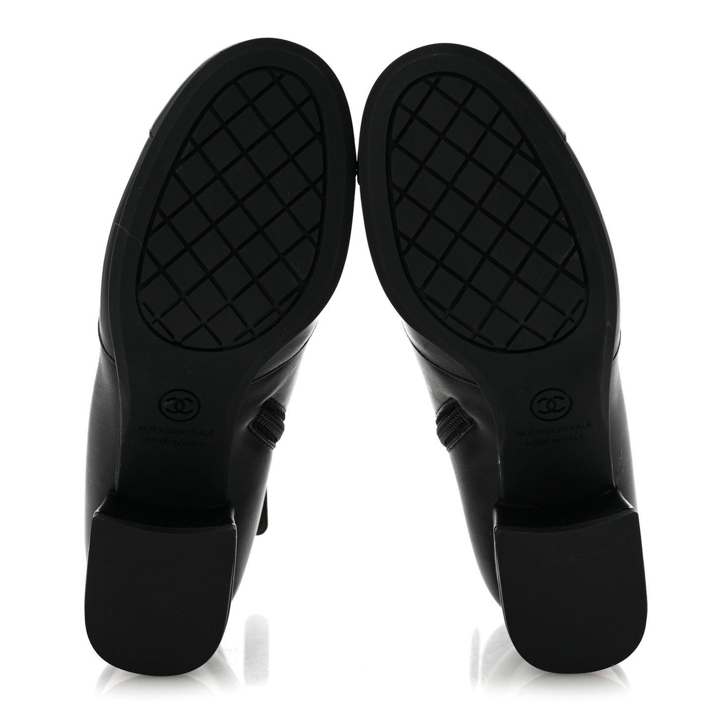 Stretch Lambskin Cap Toe CC Uniform Short Boots 35 Black