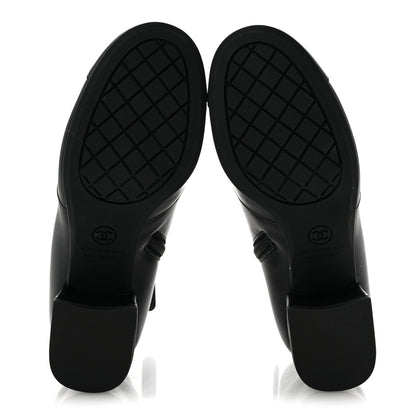 Chanel Stretch Lambskin Cap Toe CC Uniform Short Boots 35 Black 6 of 10