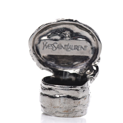 Saint Laurent Glass Cabochon Gunmetal Arty Ovale Ring 6 Black 2 of 3