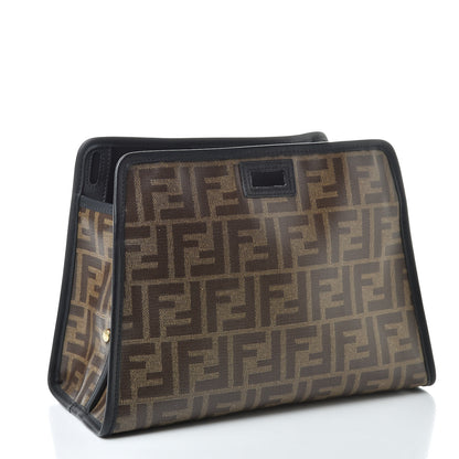Fendi Glazed Fabric Vitello Century FF 1974 Stamp Patch Mini Peekaboo Defender Cover Mogano Panna Black 3 of 8