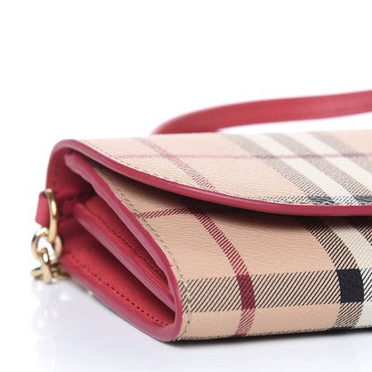 Burberry Haymarket Check Henley Wallet On Chain Coral Red 10 of 11