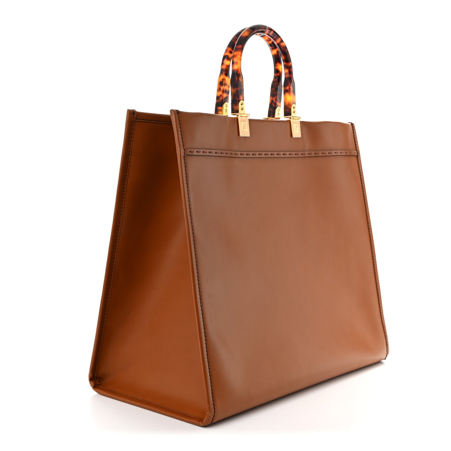 Vitello King Plexiglass Large Fendi Sunshine Shopper Tote Cuoio