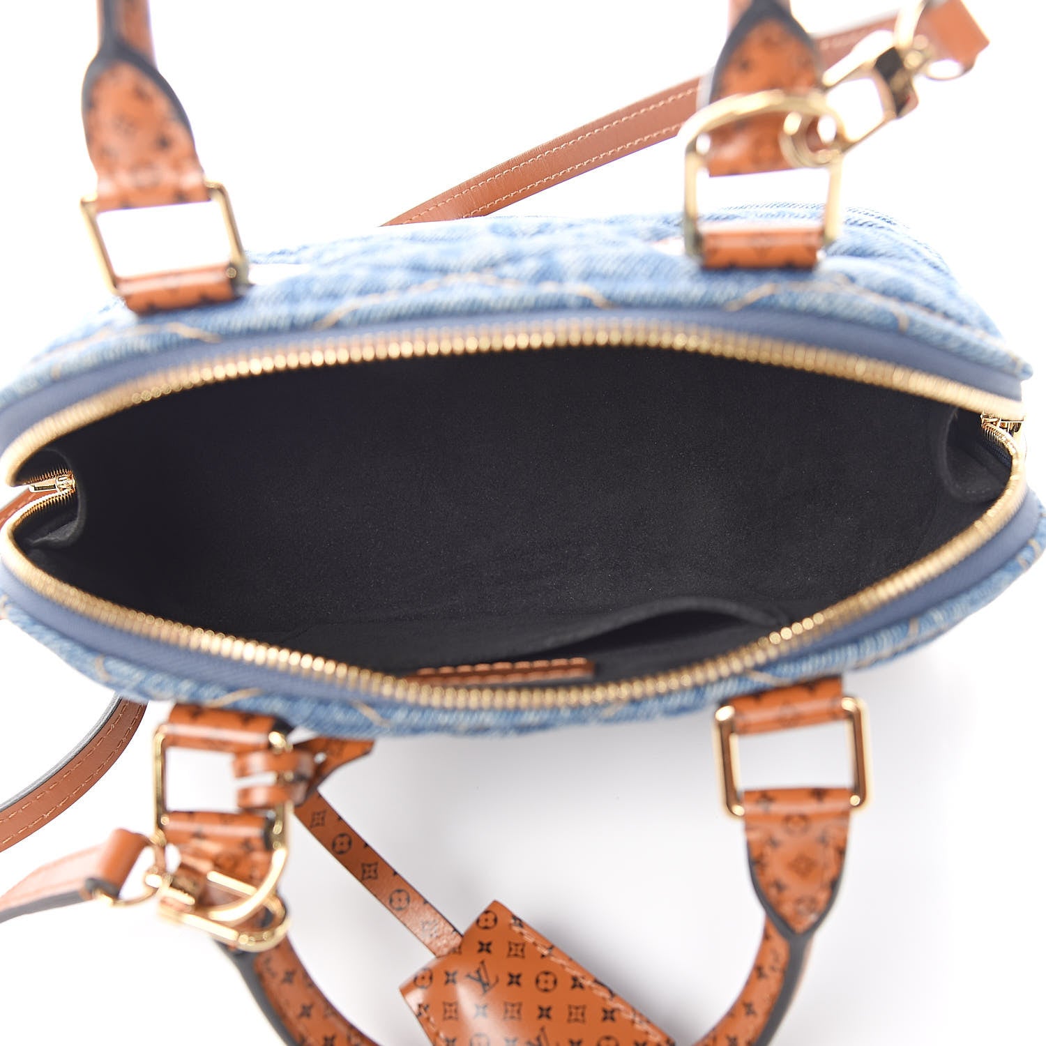 Louis Vuitton Denim Calfskin Reverse Monogram Malletage Alma BB Blue 5 of 9