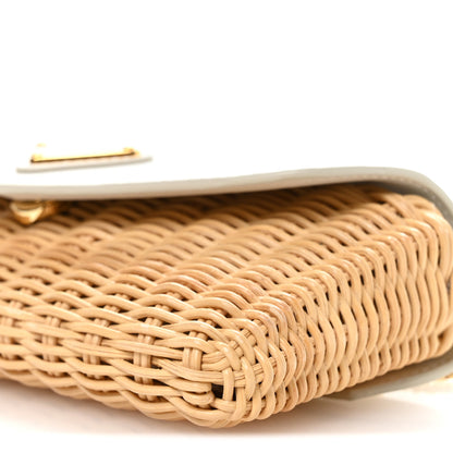 Prada Midollino City Calfskin Mini Bag Naturale White 10 of 11