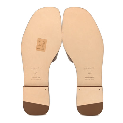 Hermes Box Calfskin Oran Sandals 40 Gold 5 of 9