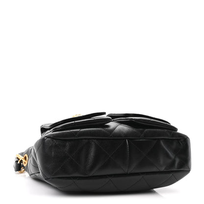 Chanel Shiny Calfskin Quilted Small Supple Twins Hobo Bag Black 4 of 10
