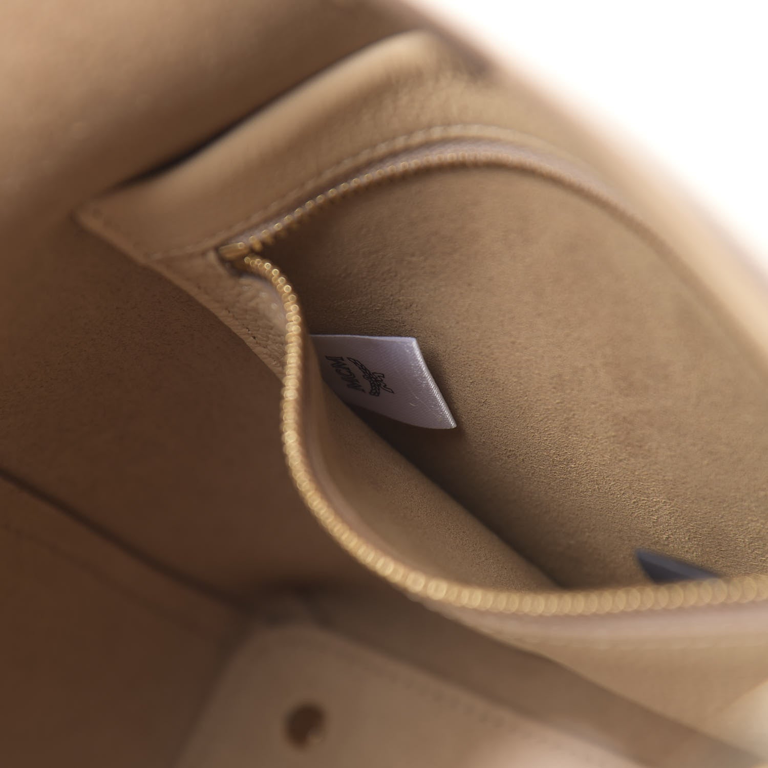 MCM Grained Calfskin Visetos Medium Sarah Hobo Latte Beige 7 of 10