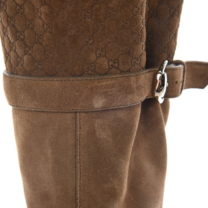 Gucci Suede Microguccissima Knee Boots 40 Brown 16 of 20