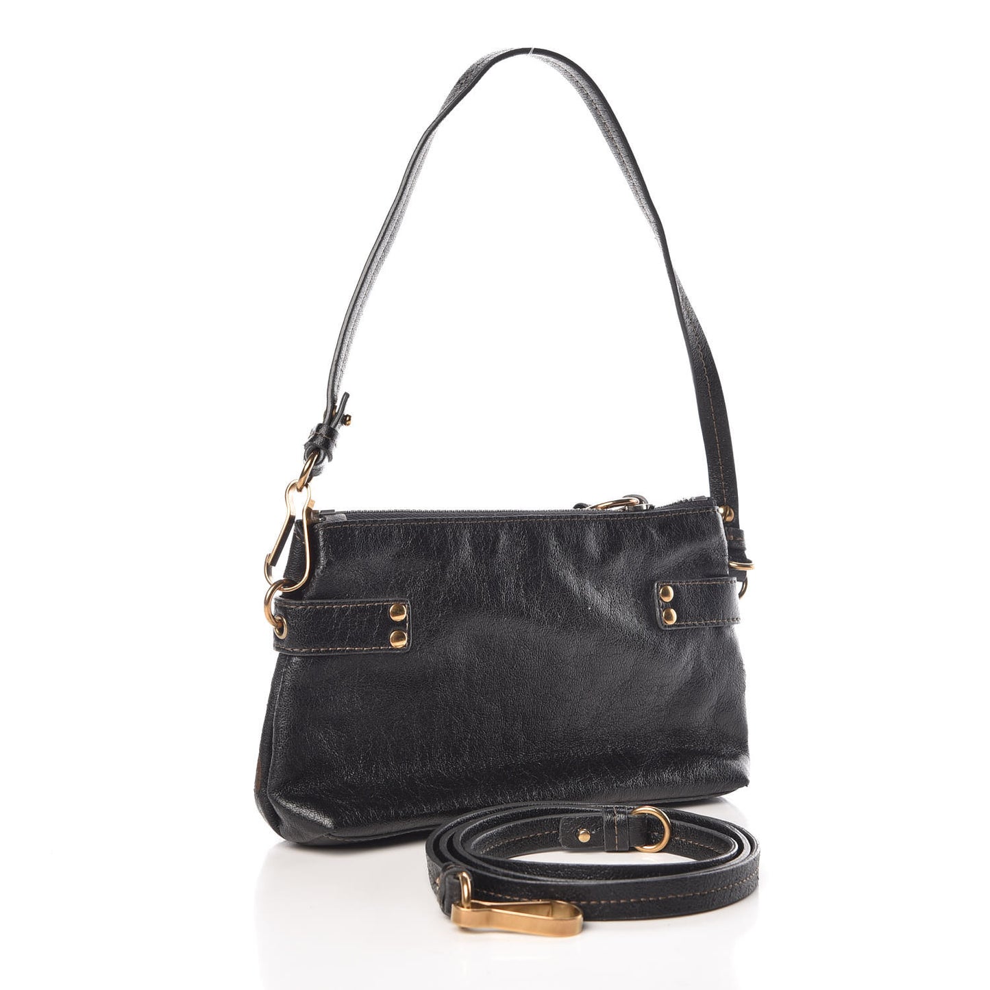 Sheepskin Embossed Logo Crossbody Black