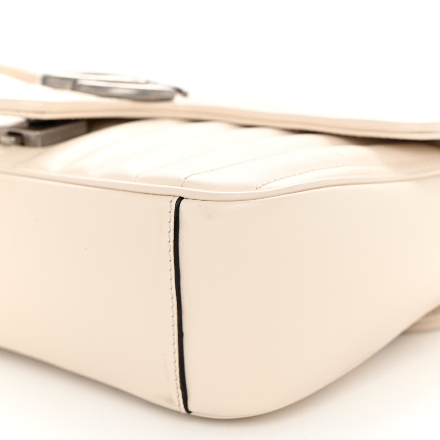 Gucci Calfskin Matelasse Aria Small GG Marmont Shoulder Bag Mystic White 10 of 11