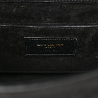 Saint Laurent Suede Fringe Small Monogram Satchel Black 6 of 18