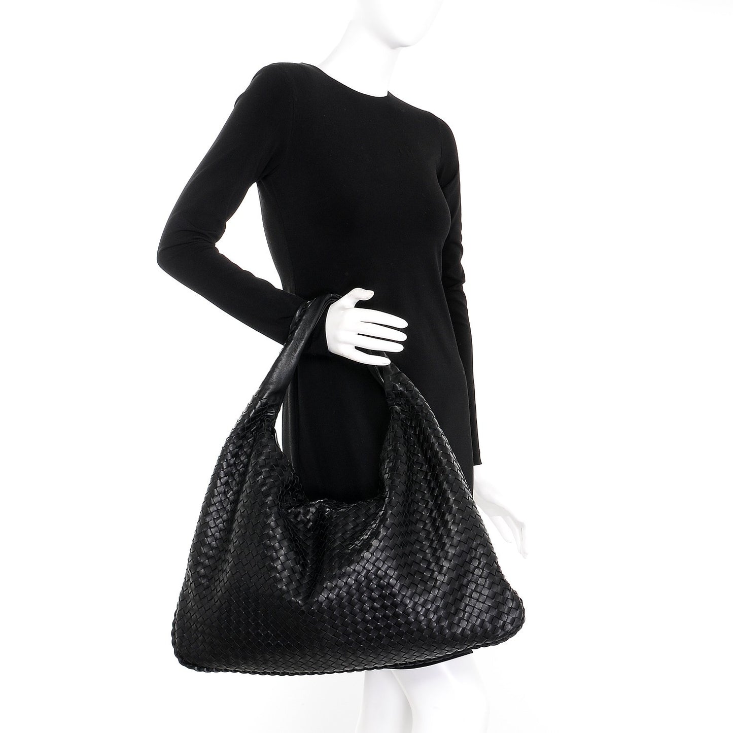 Nappa Intrecciato Maxi Veneta Hobo Nero Black