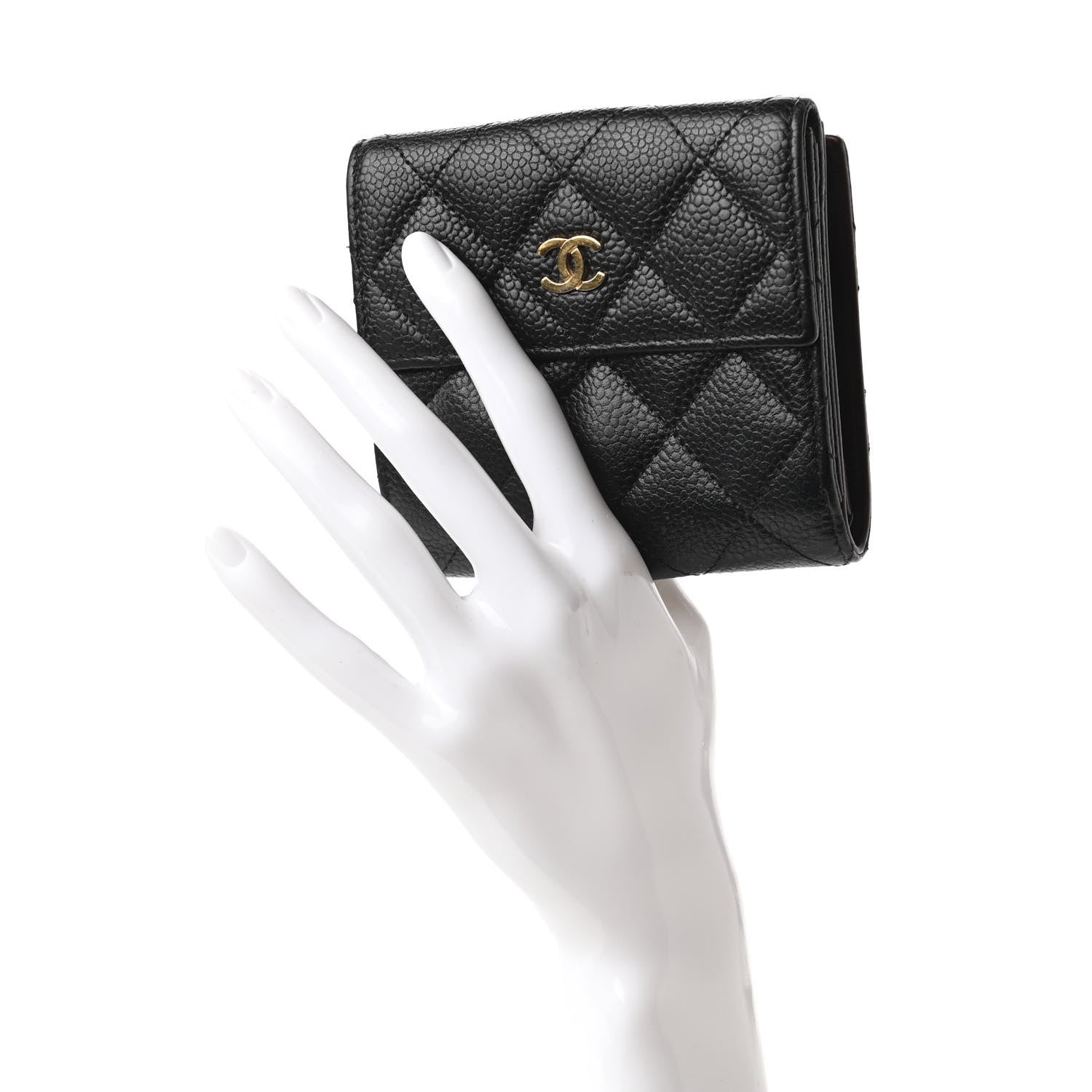 Chanel Caviar Quilted Compact French Flap Wallet Black 2 of 11