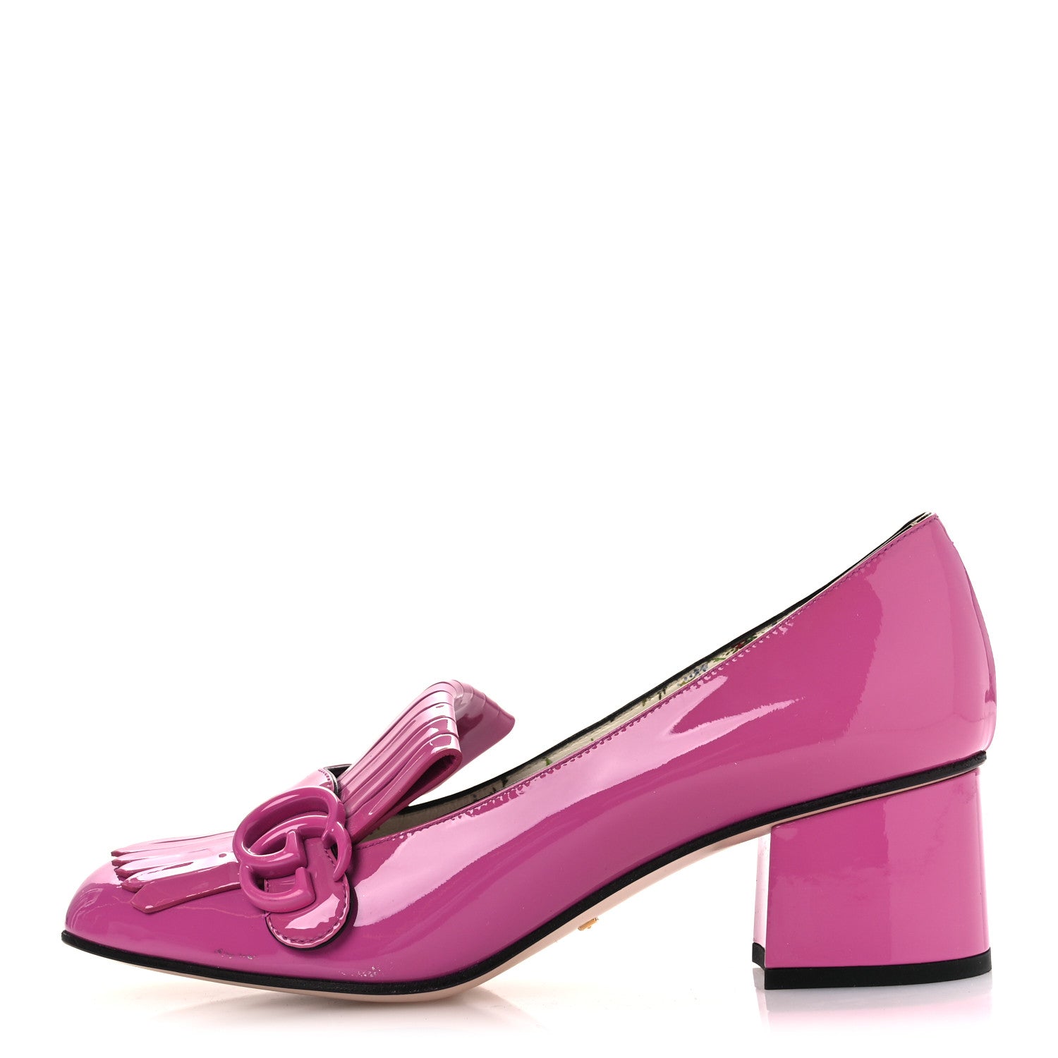 Gucci Vernice GG Marmont Fringe 50mm Loafer Pumps 39 Rododendro 1 of 13